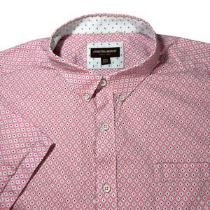 Johnston & Murphy Button Down Mens XXXL Pink Excellent Geometric Short Sleeve